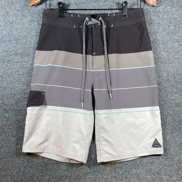 Trinity Board Shorts Men's 28 Gray Colorblock Casual Unlined Drawstring Swimwear - Picture 1 of 10